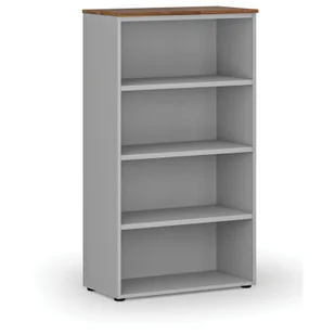 Regał biurowy PRIMO GRAY, 1434 x 800 x 420 mm, szary/orzech - Regały biurowe - miniaturka - grafika 1