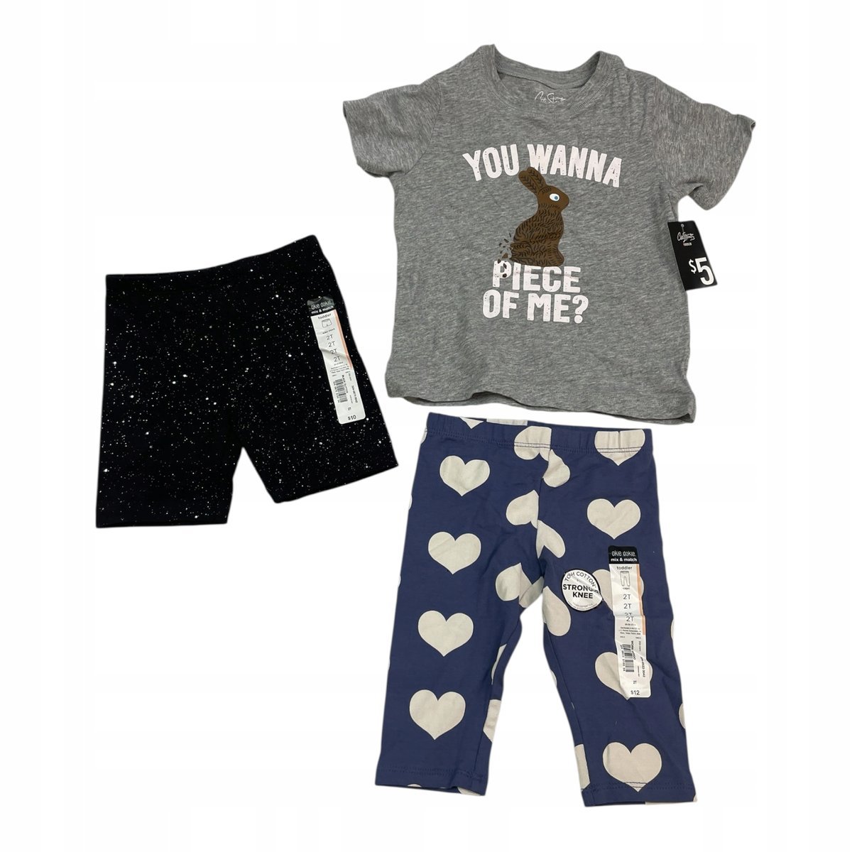 Zestaw dziecięcy 92 (2 lata) - 3 części (koszulka + 2 legginsy/spodenki)