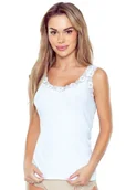 Bielizna nocna - Damski wiskozowy podkoszulek Hebe biały z kwiatową koronką 3XL - miniaturka - grafika 1