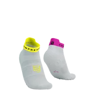Skarpetki sportowe męskie - COMPRESSPORT Skarpetki do biegania krótkie ProRacing Socks V4 white/safety yellow/neon pink - miniaturka - grafika 1