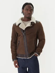 Aeronautica Militare Kurtka skórzana 252PN0164U100893 Brązowy Regular Fit - Kurtki męskie - miniaturka - grafika 1
