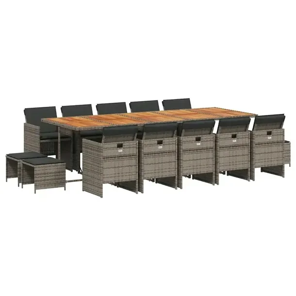 Zestaw Mebli Ogrodowych Rattan PE Szaro-Brązowy/Szary 275x106x73 cm
