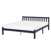 Łóżka - Beliani Łóżko drewniane 180 x 200 cm ciemnoniebieskie FLORAC - miniaturka - grafika 1