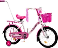 Rowery - Vivo Rower dziecięcy FLOWER 16" biało-różowy - miniaturka - grafika 1
