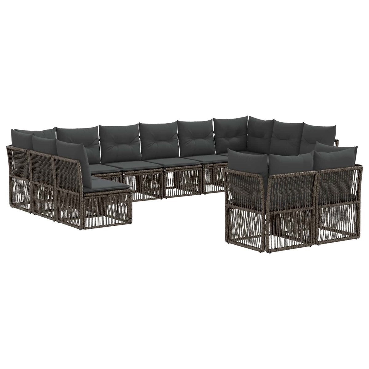 vidaXL Zestaw Sof na Ogród 12 pcs Szary polirattan