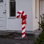Ozdoby bożonarodzeniowe - Szwedzka Dekoracja Świąteczna Laska Cukrowa LED CANDYCANE 120 cm Biało-Czerwona Wysoka z Ciepłym Oświetleniem, Kabel 500 cm IP44 - miniaturka - grafika 1