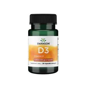 SWANSON Witamina D3 4000 Iu 90 K Odporność SW1832 - Suplementy naturalne - miniaturka - grafika 1