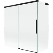 Parawany nawannowe - Mexen Rox L parawan nawannowy 2-skrzydłowy rozsuwany 150 + 70 x 150 cm, transparent, czarny - 8C9L-150-070-70-00 - miniaturka - grafika 1