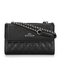 Torebki damskie - Damska listonoszka ze skóry naturalnej w pikowanie czarno - srebrna - miniaturka - grafika 1