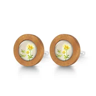 Spinki do mankietów i krawatów - Wiesiołek - drewniane spinki do mankietów - miniaturka - grafika 1