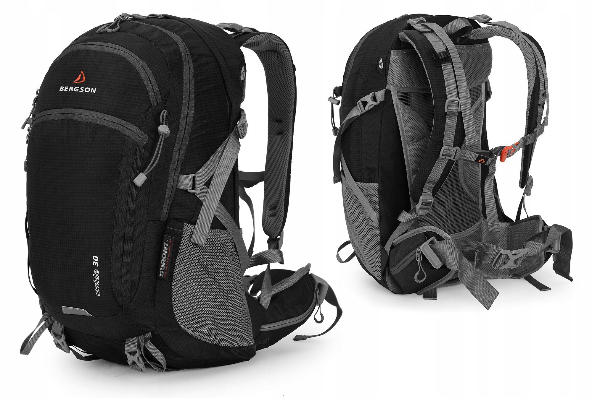 Bergson Molde 30L Lekki Oddychający Plecak Turystyczny Czarny