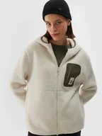 Koszulki sportowe damskie - Damski polar sherpa 4F 4FWAW24TFLEF286 - beżowy - miniaturka - grafika 1