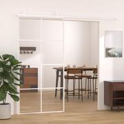 Drzwi wewnętrzne - Drzwi przesuwne, szkło ESG i aluminium, 102,5x205 cm, białe - miniaturka - grafika 1