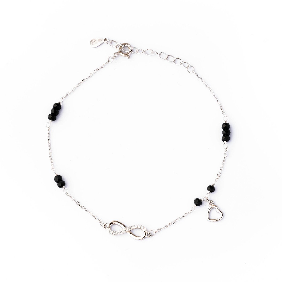 Srebrna bransoletka damska otwarte serce nieskończoności