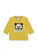 Bluzki dla niemowląt - BOSS longsleeve bawełniany niemowlęcy kolor zielony z nadrukiem - Boss - miniaturka - grafika 1