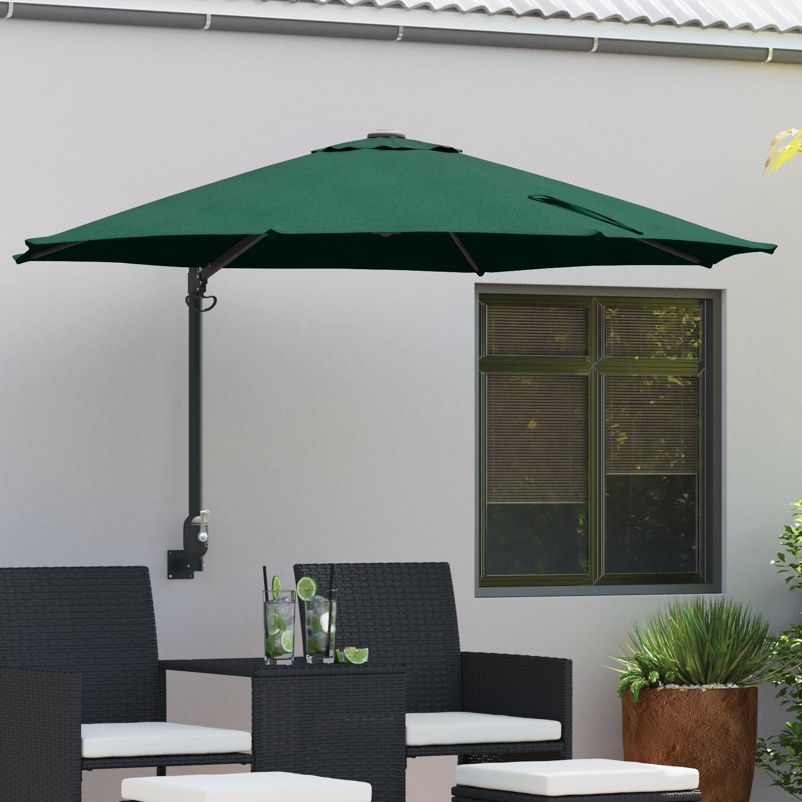 vidaXL Duży Zielony Parasol Patio Metal, Poliester Duży Z regulacją