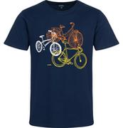 Koszulki męskie - Męski t-shirt z krótkim rękawem, z rowerami, granatowy - miniaturka - grafika 1