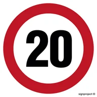 Systemy ekspozycyjne i znaki informacyjne - SA026 OGRANICZENIE PRĘDKOŚCI 20, FO - FOLIA ODBLASKOWA; (300X300MM) - miniaturka - grafika 1