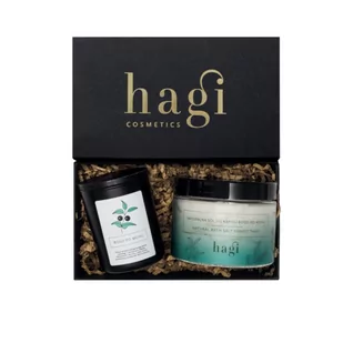 Hagi Hagi Boso Po Mchu Box ZESTAW Świeca na bazie ekologicznego wosku sojowego - Boso po mchu 230 g + Naturalna sól do kąpieli na bazie soli bocheńskiej 600 g - Kosmetyki do kąpieli - miniaturka - grafika 1