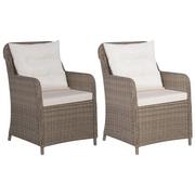 Fotele i krzesła ogrodowe - vidaXL Fotele ogrodowe, 2 szt., polirattan, brązowo-kremowe - miniaturka - grafika 1
