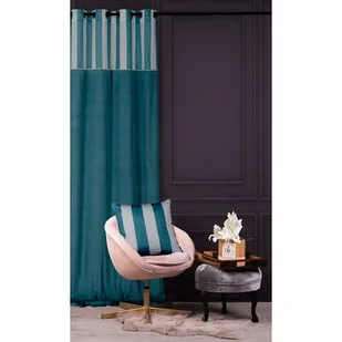 Zasłona CHIC STRIPE 140 x 270 cm przelotki turkus - Zasłony - miniaturka - grafika 1