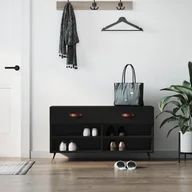 Wieszaki i stojaki - vidaXL Ławka z miejscem na buty, czarna, 102x35x55 cm - miniaturka - grafika 1
