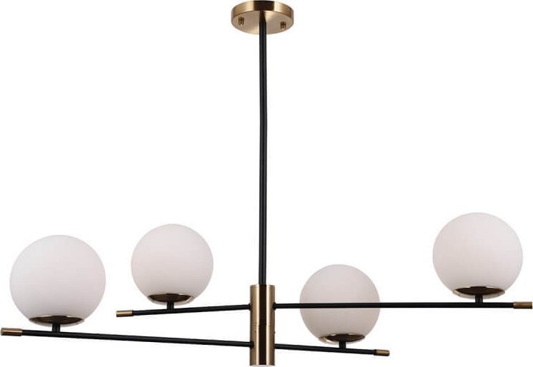 Lampa wisząca Italux Modernistyczna lampa wisząca Stelia szklana mosiądz czarna