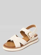 Sandały damskie - Sandały skórzane z gładką podeszwą - miniaturka - grafika 1