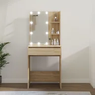 Toaletki - Toaletka z oświetleniem LED, dąb sonoma, 60x40x140 cm - miniaturka - grafika 1