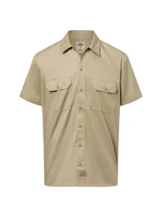 Dickies Męska koszula rekreacyjna z krótkim rękawem - Koszula robocza Mężczyźni Regular Fit zielony|beżowy jednolity, S - Koszule męskie - miniaturka - grafika 1