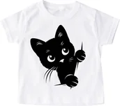 Koszulki dla dziewczynek - koszulka z kotem dla dziecka kot czarny 3 - miniaturka - grafika 1