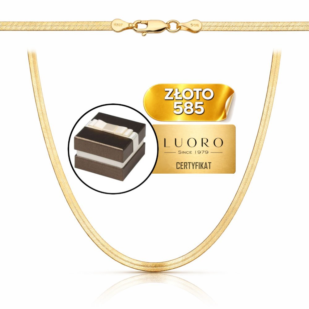 ŁAŃCUSZEK ZŁOTY 585 14K TAŚMA 45 CM 3 MM ELEGANCKI PRESTIŻOWY DESIGN