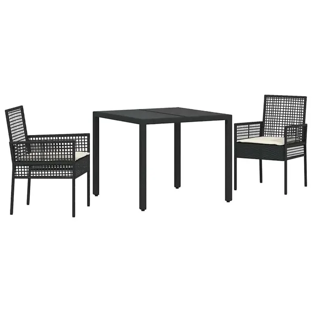 Nowoczesny Zestaw Stołów na Patio, Polirattan, Czarny, 75 cm