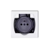 Gniazdka elektryczne - Karlik LOGO - Gniazdo bryzgoszczelne 2P+Z (klapka dymna) (biały) LGPB-1zd - miniaturka - grafika 1