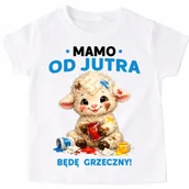 Koszulki dla dziewczynek - Koszulka dla chłopca na Wielkanoc - MAMO OD JUTRA BĘDĘ GRZECZNY - miniaturka - grafika 1