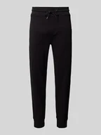 Spodnie sportowe męskie - Spodnie dresowe o kroju slim fit z fakturowanym wzorem model ‘Lamont’ - miniaturka - grafika 1