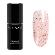 Lakiery hybrydowe - Neonail Top Glow top hybrydowy Rose Gold Flakes 7,2 ml - miniaturka - grafika 1