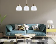 Lampy sufitowe - Lampa wisząca 3-punktowa MEDO nowoczesna, biała-patyna, E27, loft, skandynawska, nad stół, do kuchni, salonu, jadalni - miniaturka - grafika 1