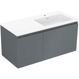 Mexen Rivel szafka łazienkowa 100 cm z umywalką Otis prawą, 1S, 1D, ryflowana, grafit/biała mat - 91A23-10047-3-BBFF66-W18P01 - Szafki łazienkowe - miniaturka - grafika 1