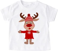 Koszulki dla dziewczynek - Koszulka z reniferem dla dziewczynki - miniaturka - grafika 1