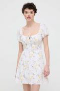 Sukienki - Hollister Co. sukienka lniana kolor biały mini rozkloszowana - miniaturka - grafika 1