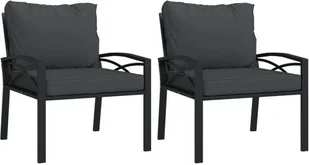 vidaXL Krzesła ogrodowe z szarymi poduszkami 2 szt. 68x76x79 cm stalowe - Fotele i krzesła ogrodowe - miniaturka - grafika 1