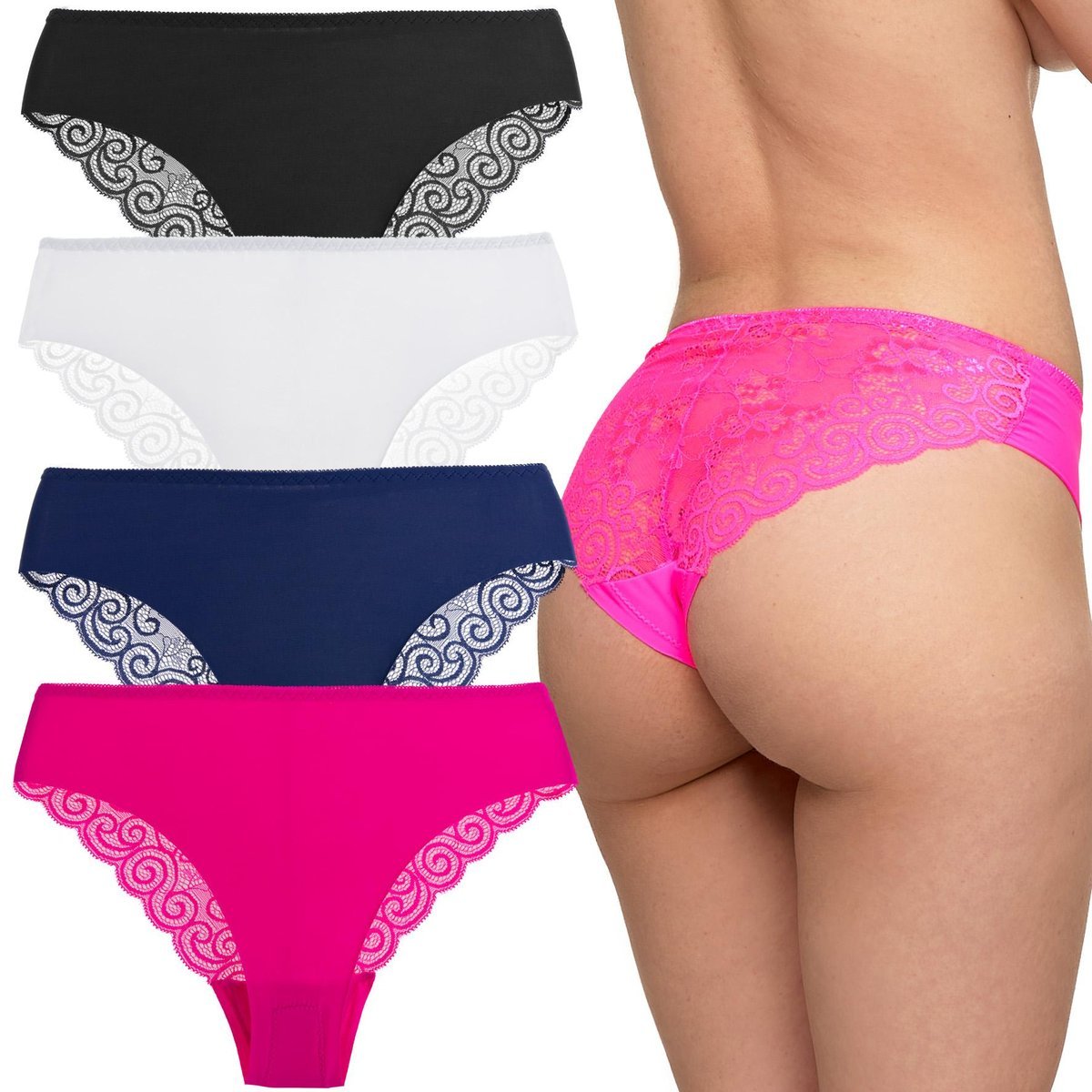 FIGI MAJTKI DAMSKIE Laserowo Cięte Koronkowe 4szt r. XL