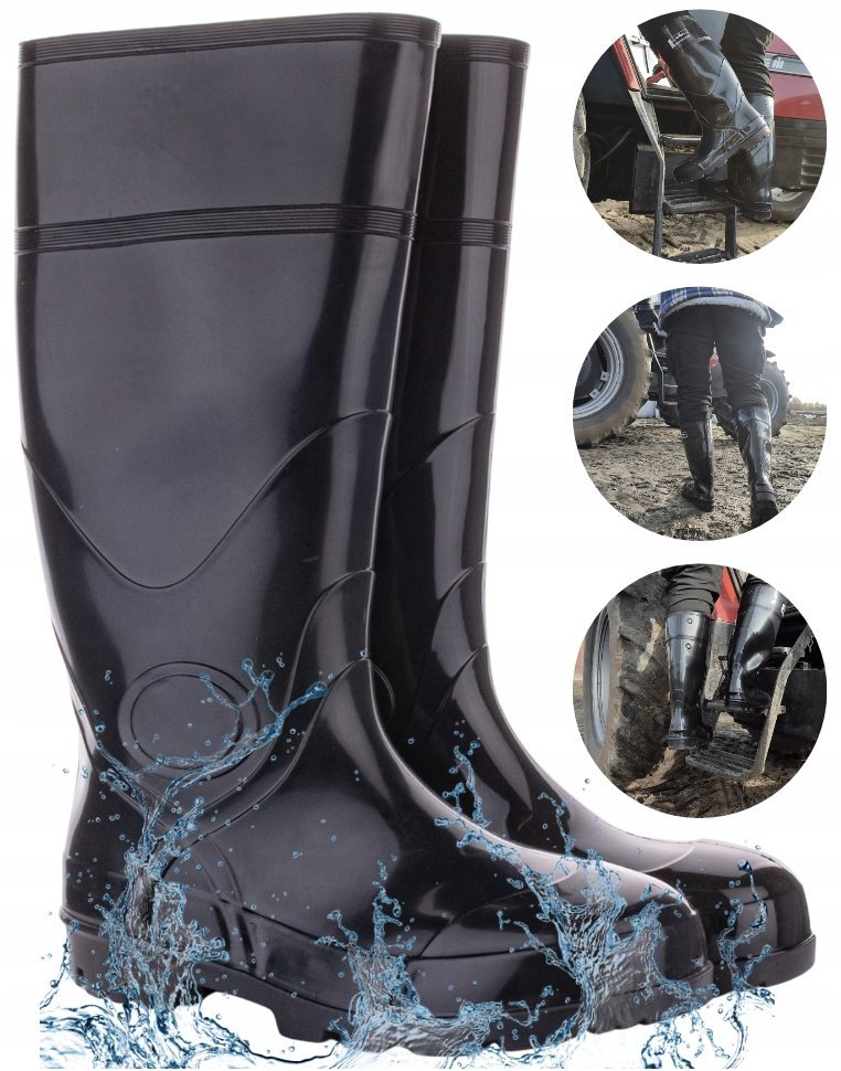 KALOSZE robocze PCV męskie WYSOKIE do lasu GUMIAKI wędkarskie GUMOWCE 44