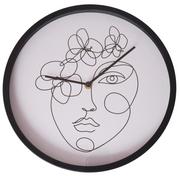 Zegary - Zegar ścienny z twarzą kobiety, biało-czarny, 30x30x1,5 cm - miniaturka - grafika 1