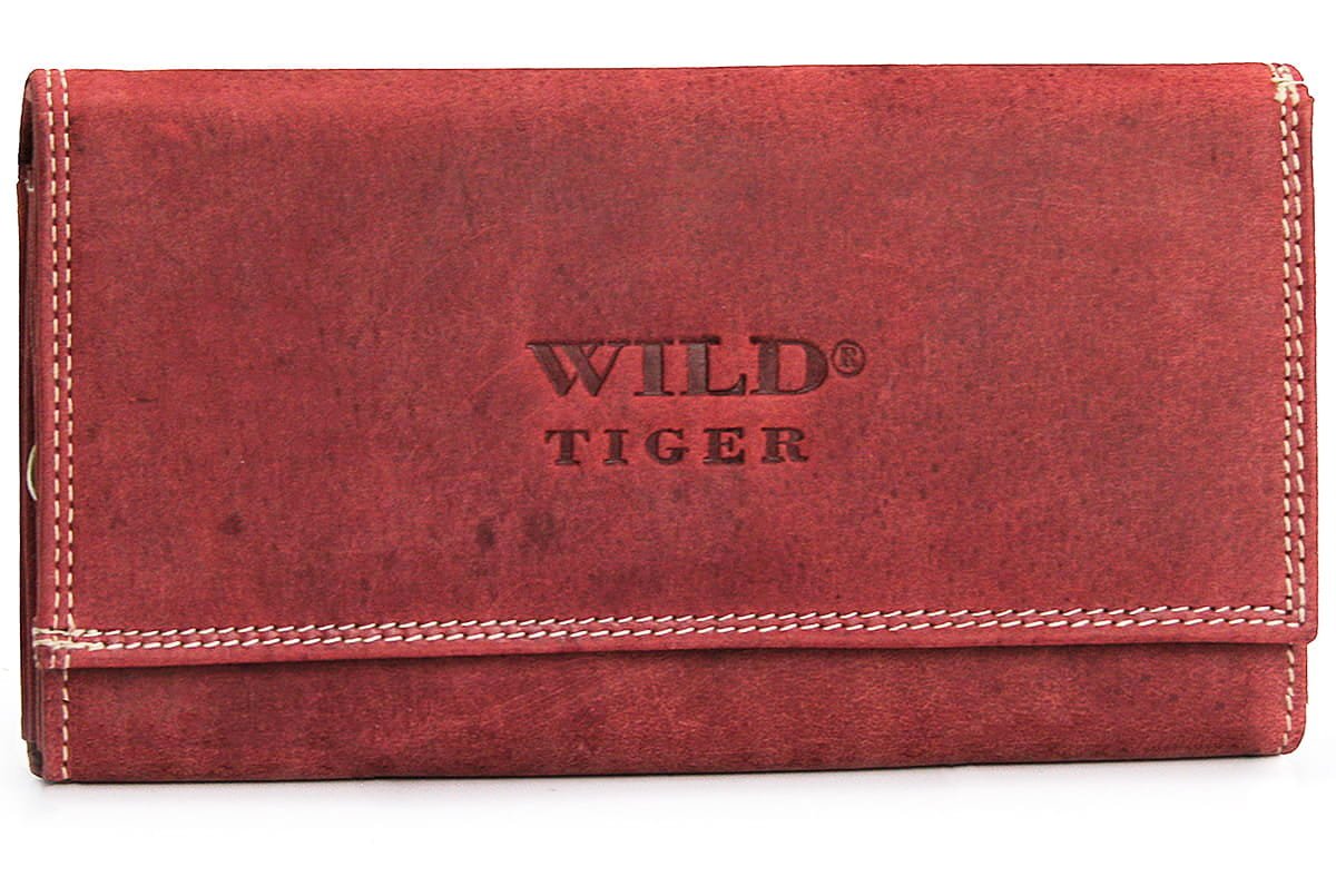Portfel damski skóra nubuk Wild Tiger - czerwony