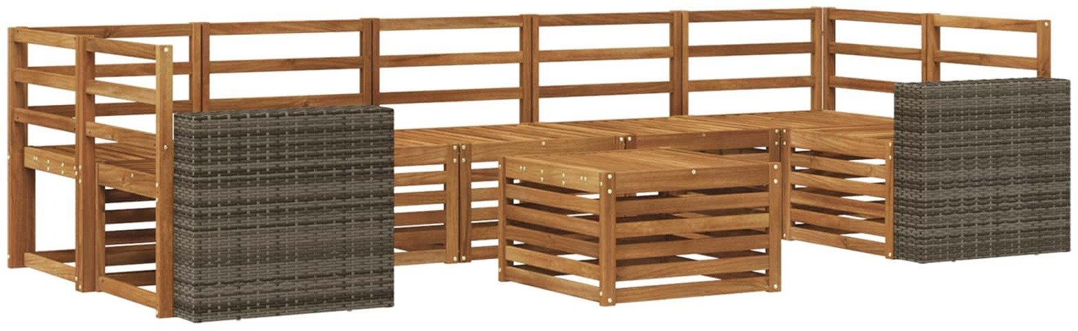 vidaXL Zestaw sof na zewnątrz 8 pcs naturalny Lite Drewno Akacji