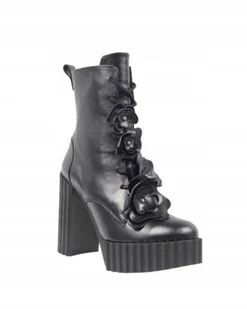 Botki damskie czarne CARINII B9794 skóra słupek modne eleganckie r.38 - Botki damskie - miniaturka - grafika 1