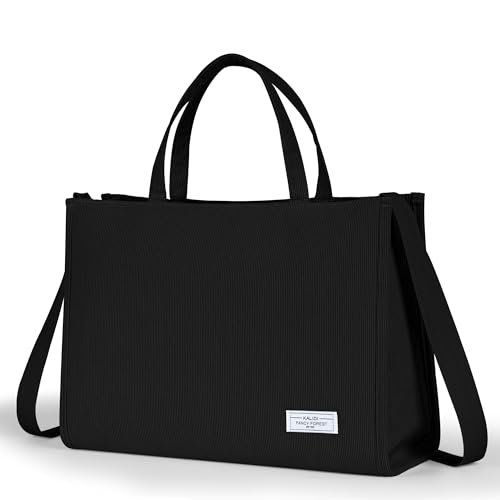 Kalidi torba typu tote dla kobiet z sztruksu torba na ramię na zamek casualowa torebka na ramię hobo z kieszeniami, X-Large