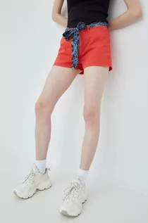 Spodenki damskie - Superdry Superdry szorty damskie kolor czerwony gładkie medium waist - grafika 1
